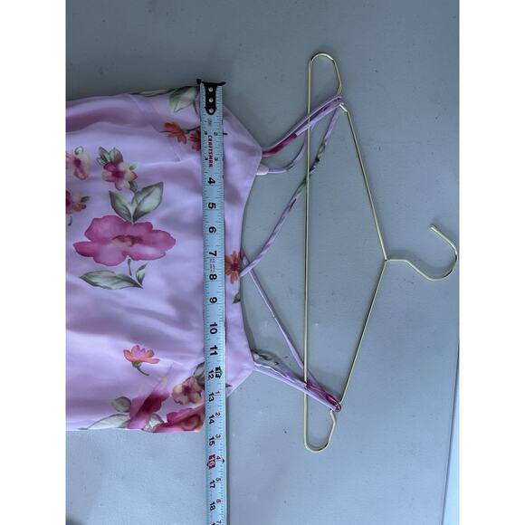 Vintage Studio Y Mini Y2K Chiffon Dress 3/4 Cottage Roses Fairy Core Pink - Picture 7 of 9